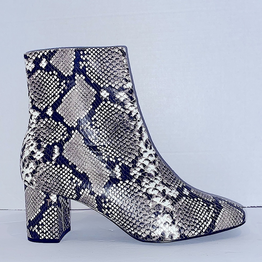 Ted Baker Black and White Snake Print Ankle Boots